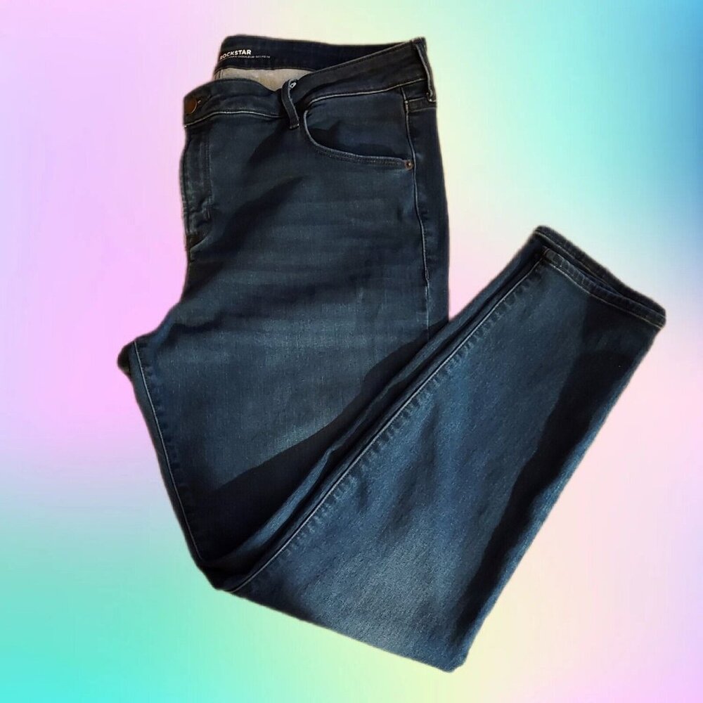 Old Navy Women's Size 18 Rockstar Super Skinny Ankle Jeans  Blue Cotton Blend - Picture 2 of 13